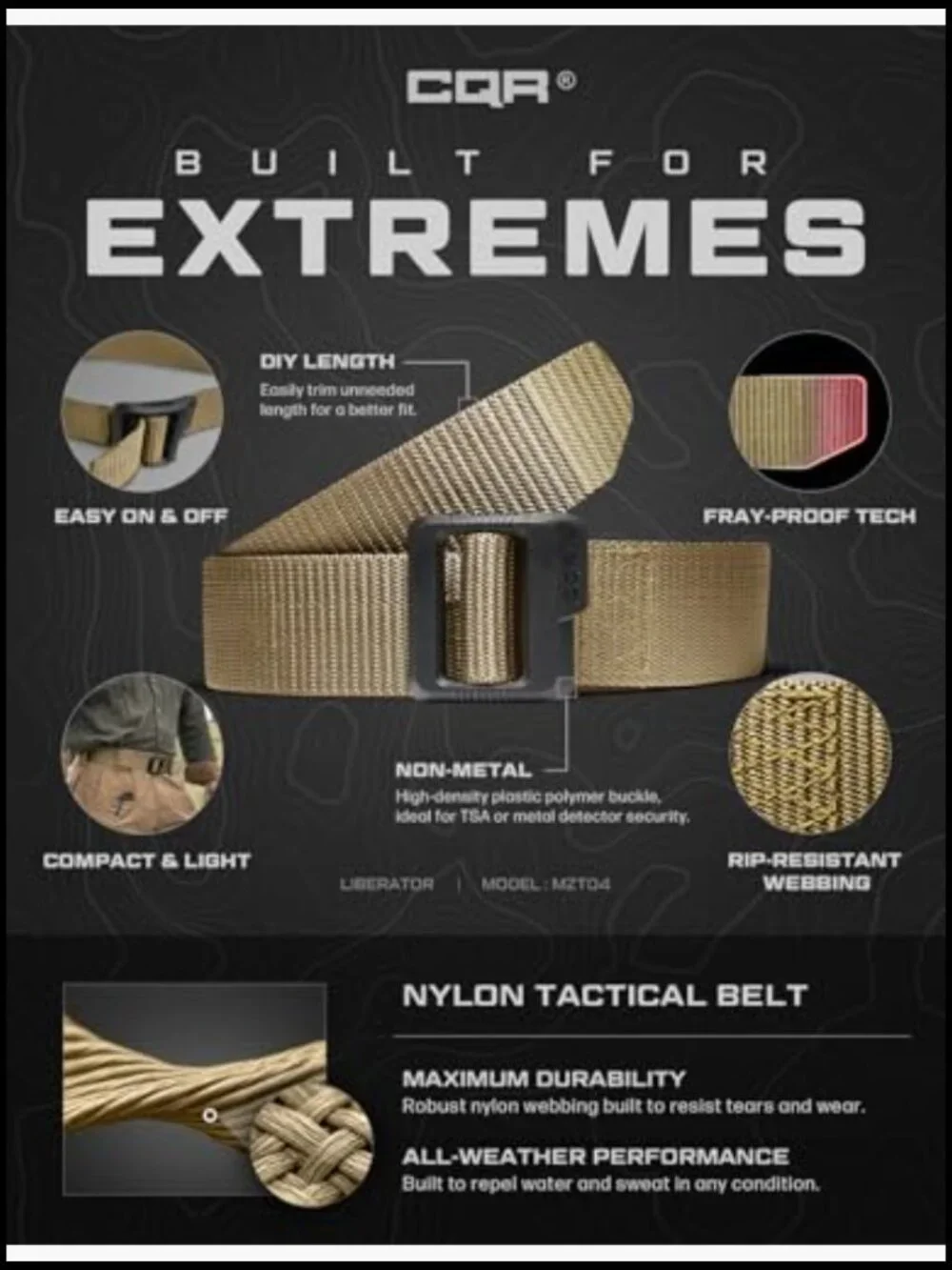 Tactical Duty Belt, Heavy Duty Nylon Webbing with Quick-Release Buckle